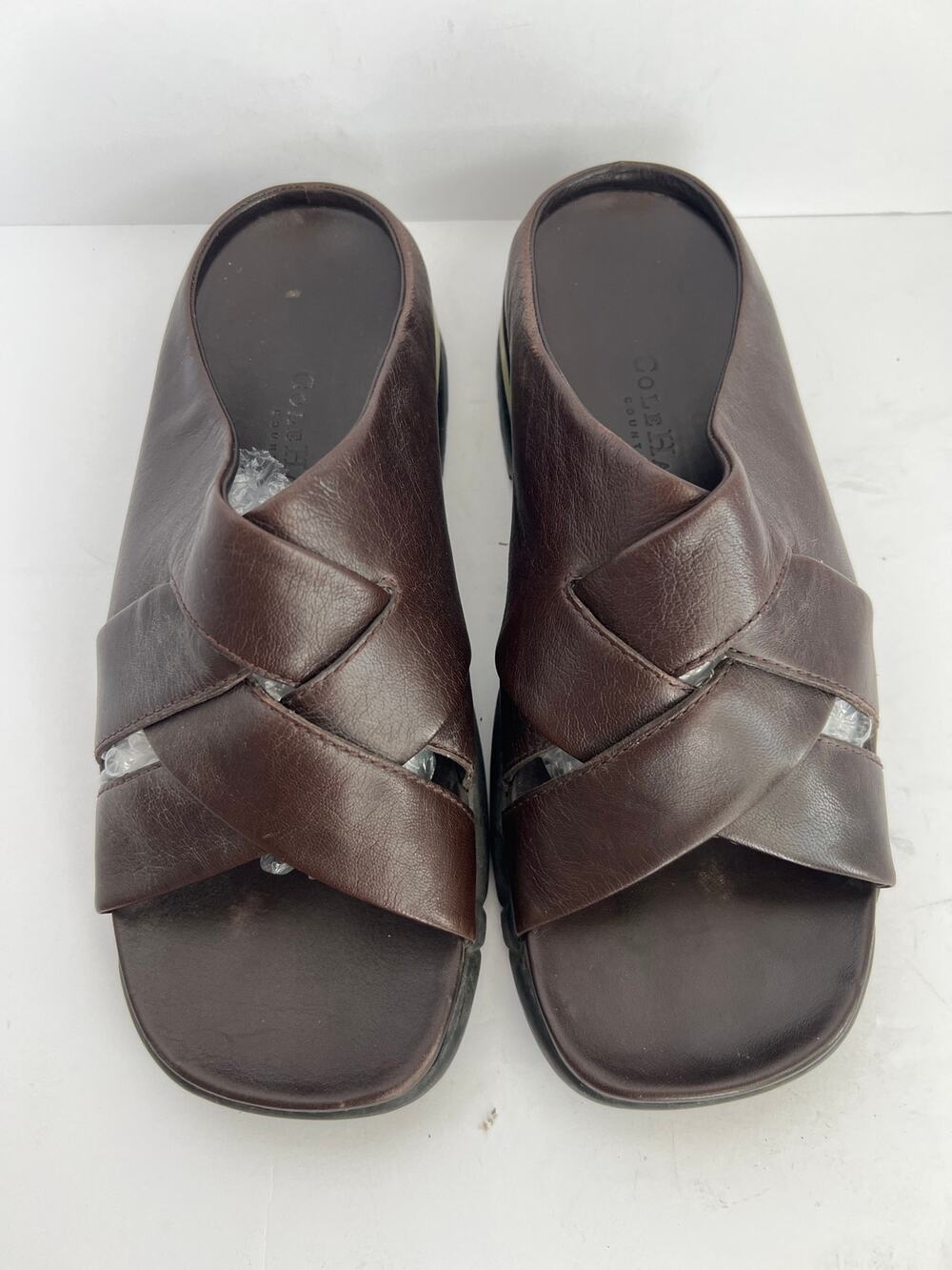 Cole Haan Country Nike Air Men Brown Leather Cross Strap Sandals 9 M